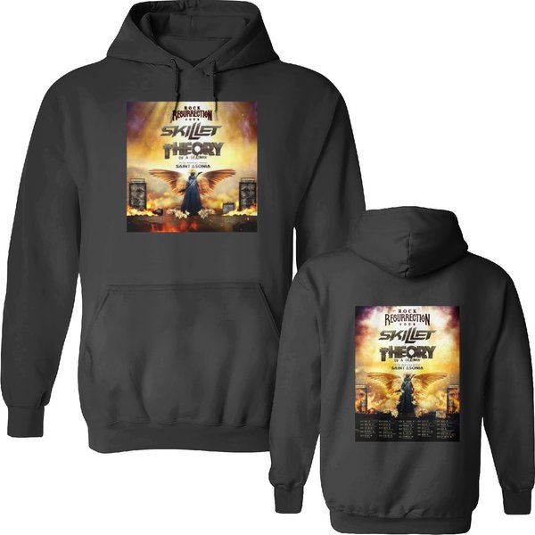 Skillet Theory Of A Deadman Rock Reurection Tour 2023 Double Sided Hoodies-image