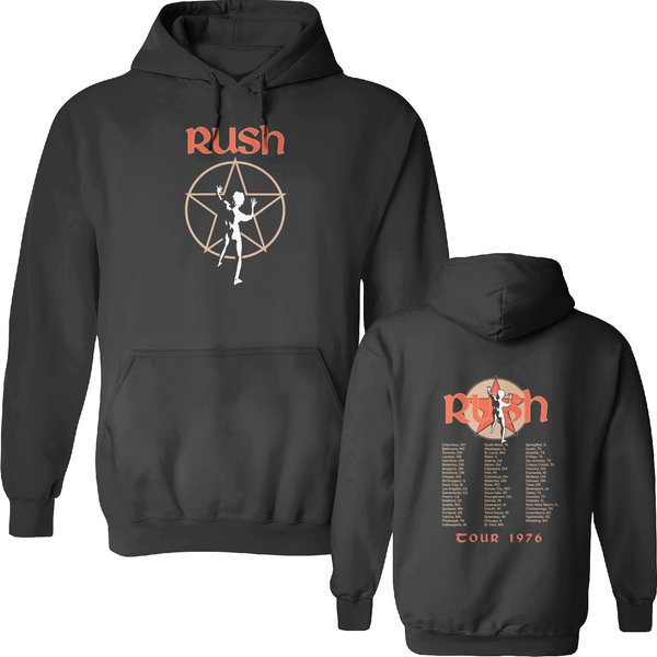 Rush Band Double Sided Hoodies, Rush 1976 Tour Double Sided Hoodies