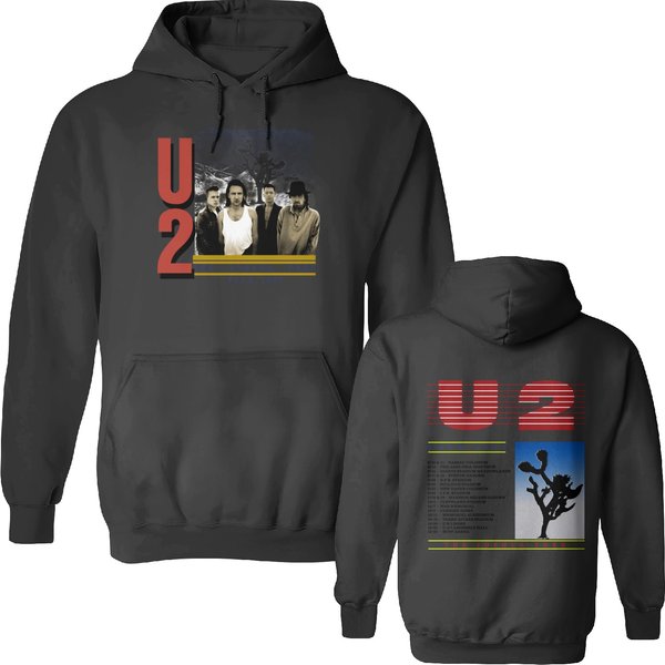 Vintage 80'S U2 Joshua Tree 1987 Concert Tour Band Double Sided Hoodies Double Sided Hoodies-image