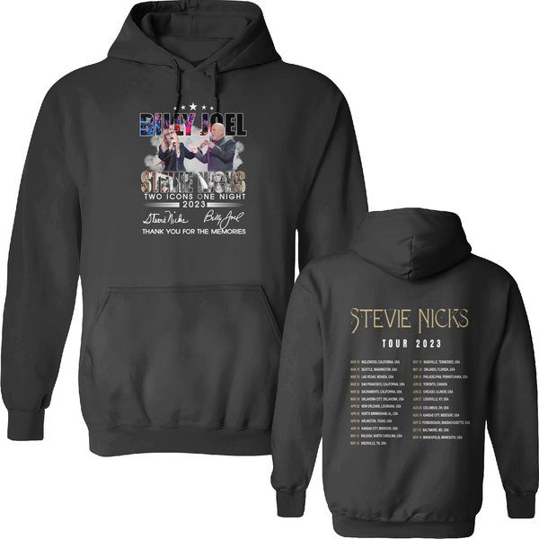 2023 Billy Joel Stevie Nick Two Icons One Night Double Sided Hoodies, Billy Joel Double Sided Hoodies