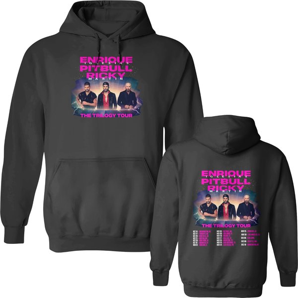 Enrique Iglesias X Pitbull X Ricky Martin The Trilogy Tour 2023 Double Sided Hoodies, The Trilogy 2023 Concert-image