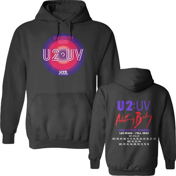 U2 Las Vegas 2 Side Double Sided Hoodies,U2 Ultraviolet Sphere 2023,U2 Uv Logo,U2 Live At Sphere-image