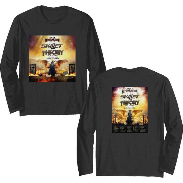 Skillet Theory Of A Deadman Rock Reurection Tour 2023 Double Sided Long Sleeves