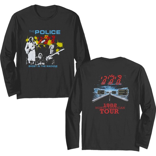The Police Rock Band Double Sided Long Sleeves, Vintage 1982 The Police Ghost In The Machine North American Tour Double Sided Long Sleeves,-image