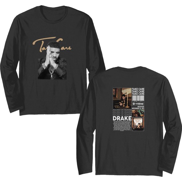 Drake Rap Double Sided Long Sleeves 2side, Take Care Album 90s Y2k Merch Vintage Hiphop