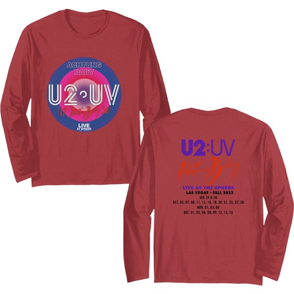 U2 Band Concert Merch Double Sided Long Sleeves, Achtung Baby Live At Sphere U2 Band Double Sided Long Sleeves-image