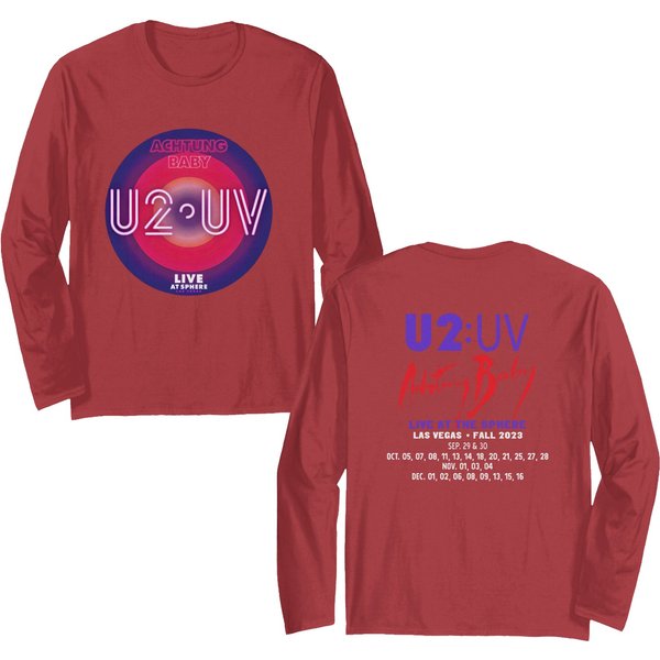 U2 Las Vegas 2 Side Double Sided Long Sleeves,U2 Ultraviolet Sphere 2023,U2 Uv Logo,U2 Live At Sphere-image