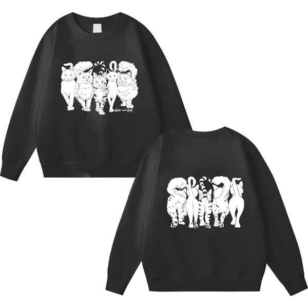 Vintage 90S Cats Linda Lori Double Sided Sweatshirts, Heads And Tails Linda Lori Cats Double Sided Sweatshirts-image