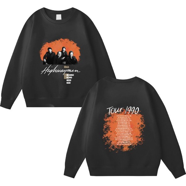 The Highwaymen Double Sided Sweatshirts, Vintage 90S Highwaymen 1990 Tour Concert Double Sided Sweatshirts-image