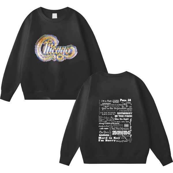 Chicago Album Cover Concert Tracklist Double Sided Sweatshirts | Chicago Band Double Sided Sweatshirts-image
