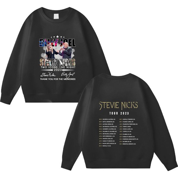 2023 Billy Joel Stevie Nick Two Icons One Night Double Sided Sweatshirts