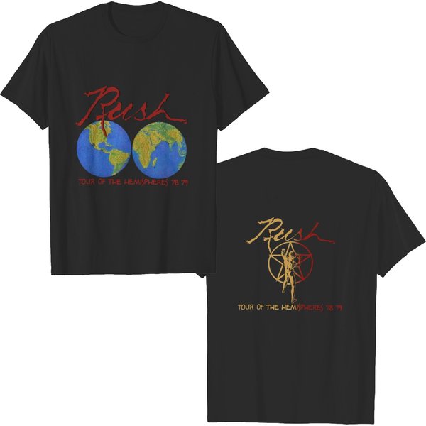 Vintage 1978 - 79 Rush Tour Of The Hemispheres T-Shirt, Rush 78' Shirt, Rock Tour T-Shirt-image