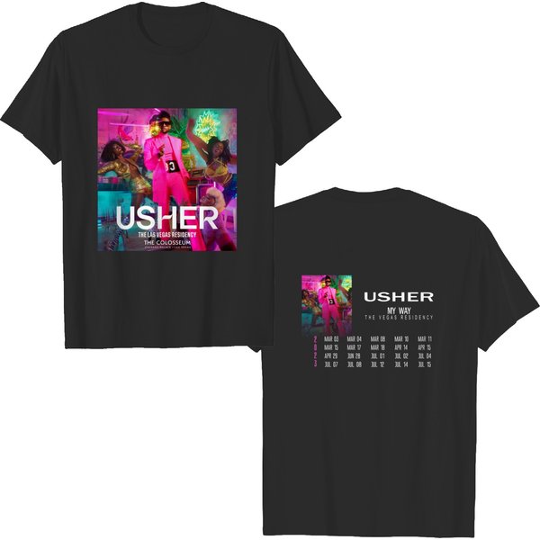 Usher Rnb Music Concert 2023 T-Shirt, 2023 Usher My Way The Vegas Residency Tour T-Shirt-image