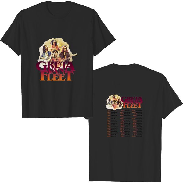 Greta Van Fleet Tour Concert Dates Double Sided T Shirts, Greta Van Fleet Rock Band 2018 Tour Double Sided T Shirts-image
