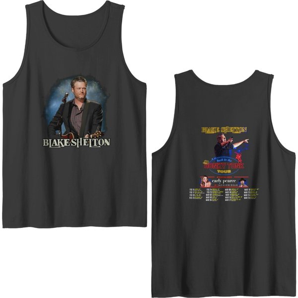 Blake Shelton Back To The Honky Tonk Tour 2023 Double Sided Tank Tops, Blake Shelton Tour 2023 Merch Double Sided Tank Tops-image