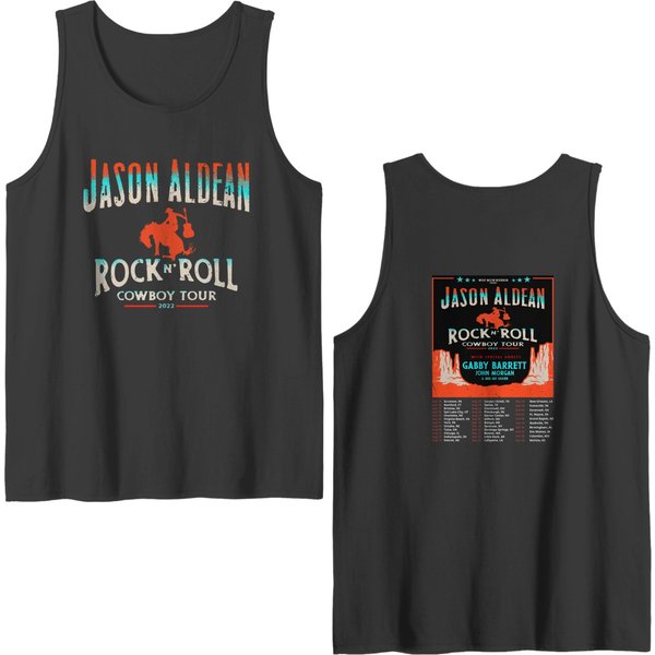 Jason Aldean Rock N Roll Cowboy Tour 2022 Unisex Double Sided Tank Tops-image