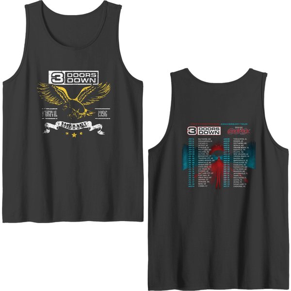 3 Doors Down Band Double Sided Tank Tops, Away From The Sun Anniversary Tour 2023 Double Sided Tank Tops-image
