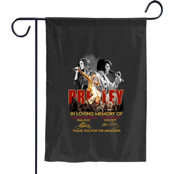 In Loving Memories Of Presley Signatures Garden Flags, Elvis Lovers Garden Flags