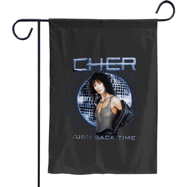 Vintage Cher Turn Back Time Girls Juniors Garden Flags, American Singer Garden Flags