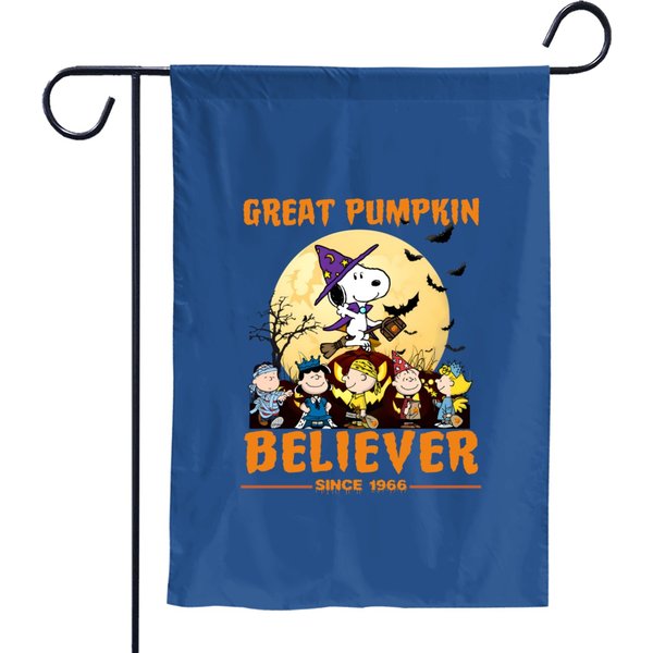 Halloween Snoopy Witch Garden Flags Great Pumpkin Believer Since 1966 Garden Flags