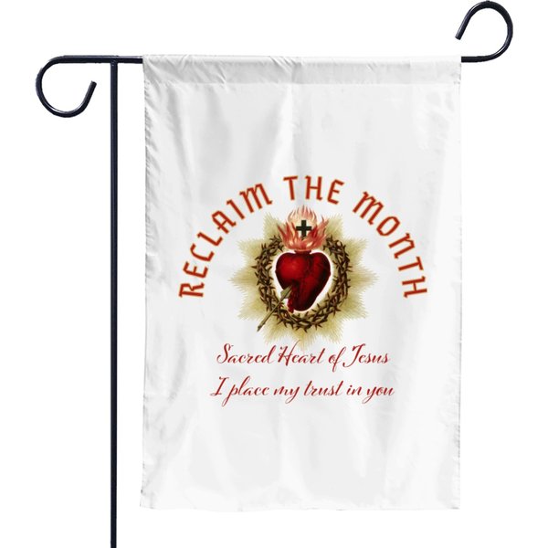 Reclaim The Month Sacred Heart Of Jesus Garden Flags-image