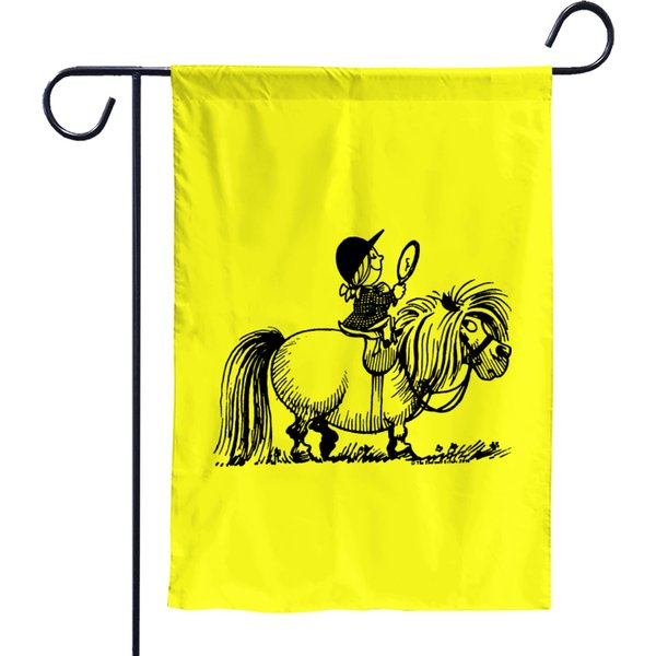 Thelwell Penelope Riding A Pony Garden Flags