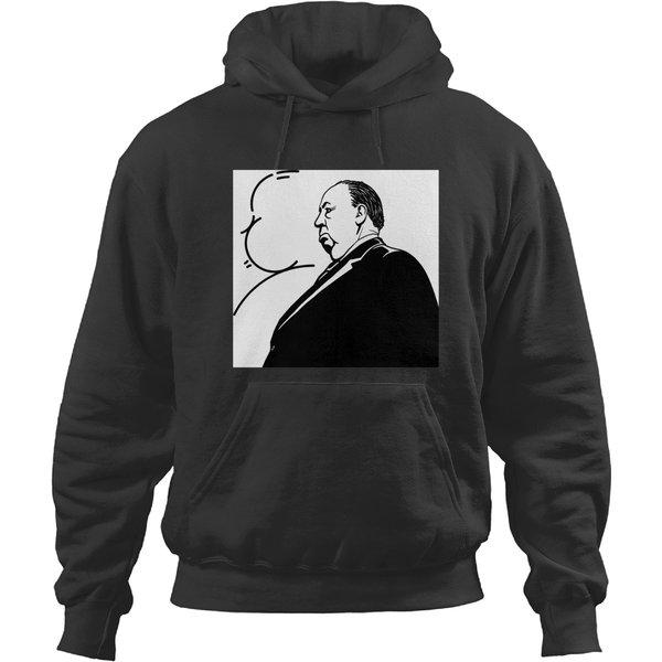 Alfred Hitchcock Black And White Side Pose With Silhouette Hoodies