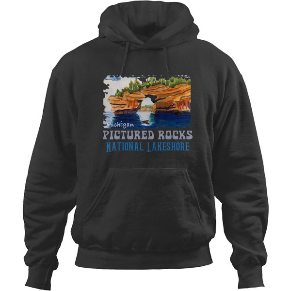 Pictured Rocks National Lakeshore Michigan Vintage Camping T Hoodies-image