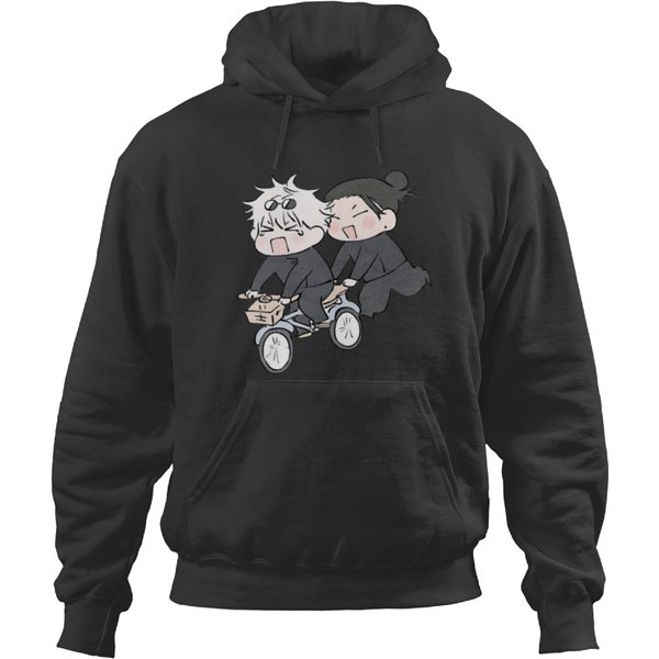 Geto And Gojo Riding Bike Hoodies-image