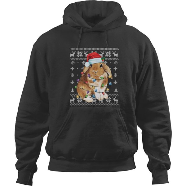 Bunny Rabbit Christmas Ugly Sweater Funny Xmas Tree Decor Hoodies