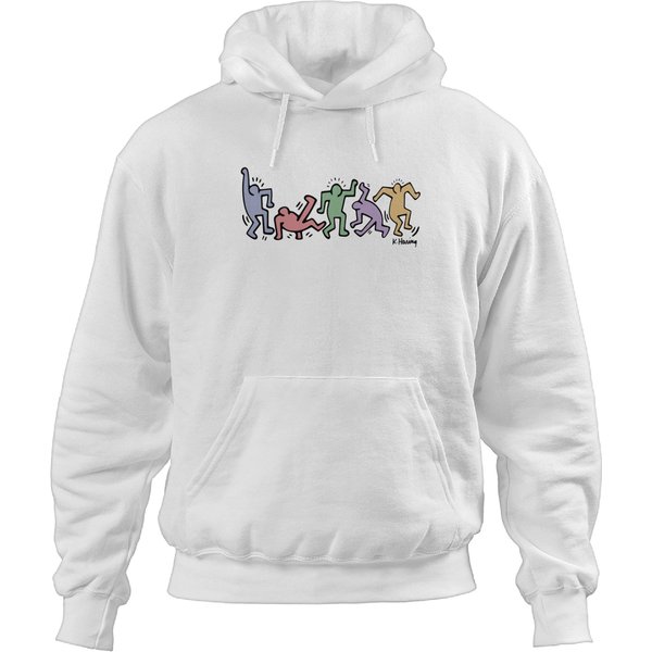 Vintage Pastel Hoodies - Keith Haring Figures People Dancers-image