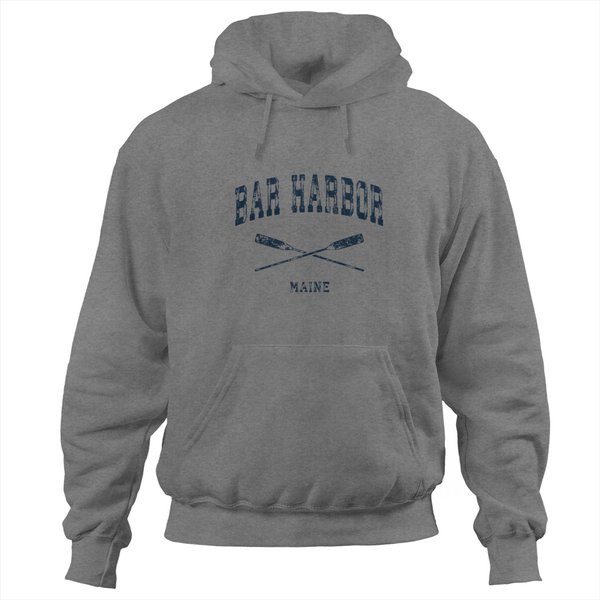 Bar Harbor Maine Vintage Nautical Crossed Oars N Hoodies