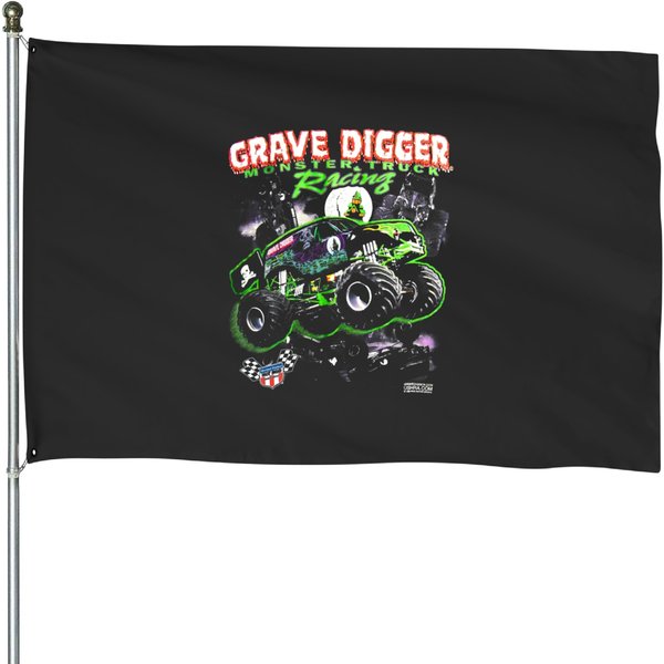 Vintage 1994 Grave Digger Monster Jam Trucks House Flags-image