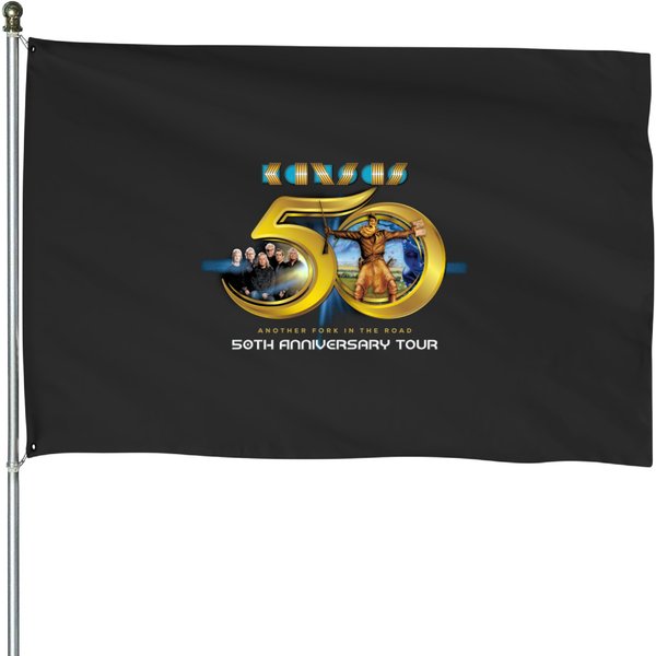 Kansas Rock Band 50Th Anniversary Tour 2023, Kansas Band 2023 Tour, Another Fork In The Road House Flags-image
