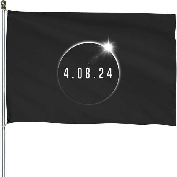 Totality 04082024 Total Solar Eclipse April 8 2024 Eclipse House Flags-image