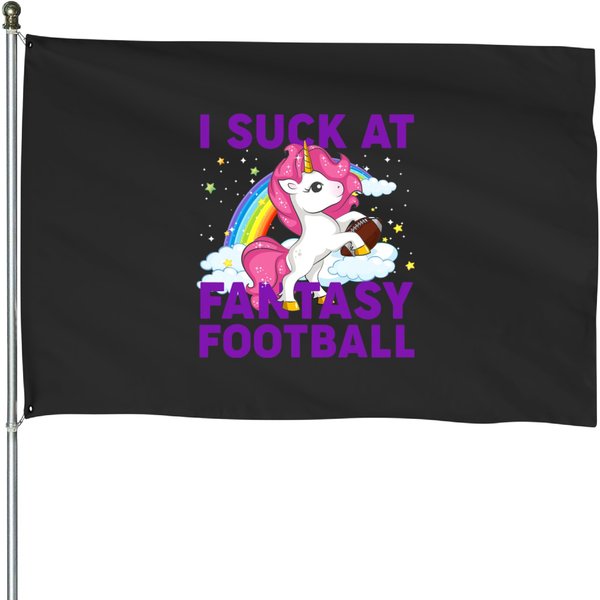 I Suck At Fantasy Football Pink Shirt Unicorn Rainbow House Flags-image