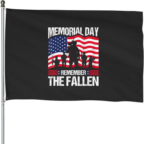 Memorial Day Remember The Proud Veteran Military Vintage T House Flags-image