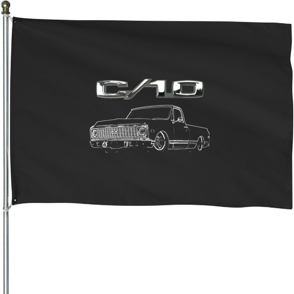 1972 C10 Short Bed Pickup Lowrider Truck Giftpremium House Flags-image