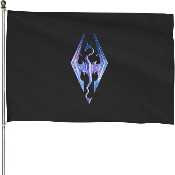 Pastel Blue Galaxy Skyrim Logo House Flags-image