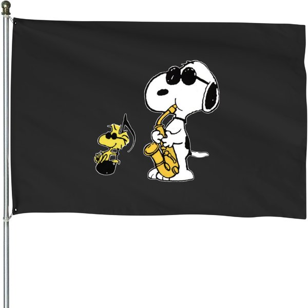 Joe Cool Playing Music - Snoopy - House Flags-image