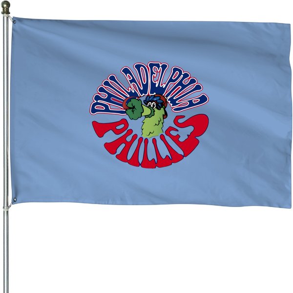 Phillie Phanatic Cartoon House Flags, Philadelphia Baseball House Flags-image