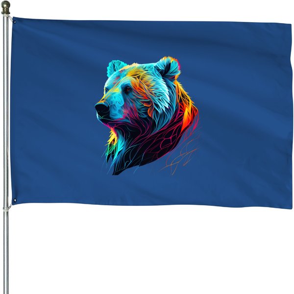 Bears Polar Bear Lovers Pop Art Colorful Polar Bear House Flags-image