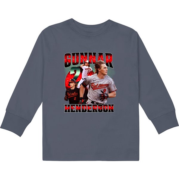 Gunnar Henderson Kids Long Sleeve T Shirts, Gunnar Henderson 90S Bootleg, 90S Football Kids Long Sleeve T Shirts-image