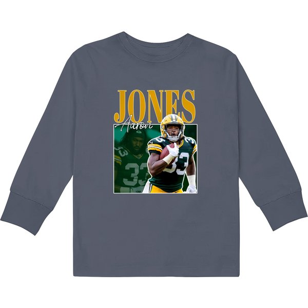 Limited Aaron Jones Kids Long Sleeve T Shirts Vintage 90S #33/Runningback Oversize Kids Long Sleeve T Shirts-image