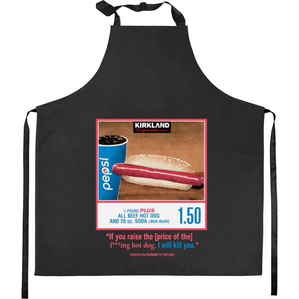 Vintage 1.50 Costco Hot Dog & Soda Combo With Quote Kitchen Aprons, Hot Dog Kitchen Aprons-image