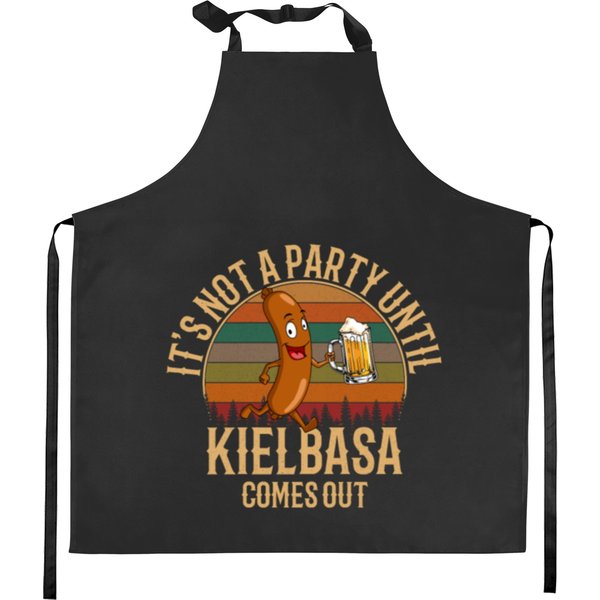 It's Not A Party Until The Kielbasa Comes Out, Pol Kitchen Aprons-image