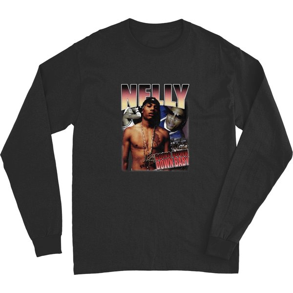 90S Vintage Hip Hop Nelly Going Down Down Baby Long Sleeves-image