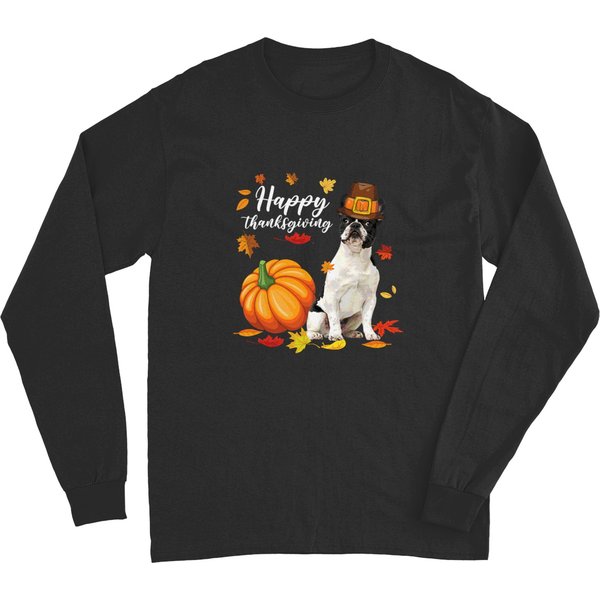 Frenchie Dog Happy Thanksgiving French Bulldog Autumn Fall Thanksgiving503 French Bulldog Long Sleeves-image