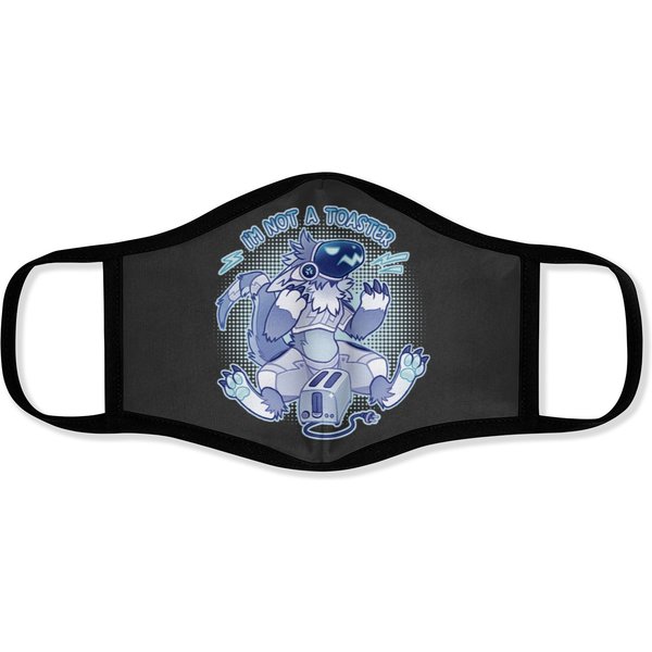 Blue Grumpy Protogen - I_M Not A Toaster Face Masks-image
