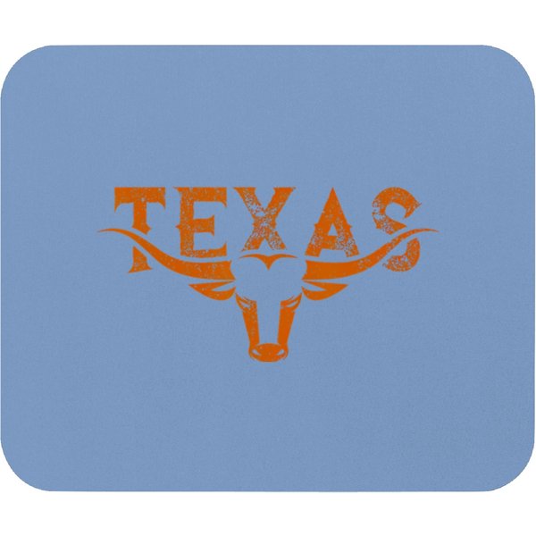 Texas Pride Longhorn Vintage Texas Longhorn Bull Horn White T Mouse Pads-image